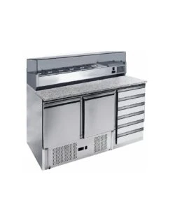 Banco Preparazione Pizza 2 Porte 6 Cassetti GN1/4 Portacondimenti