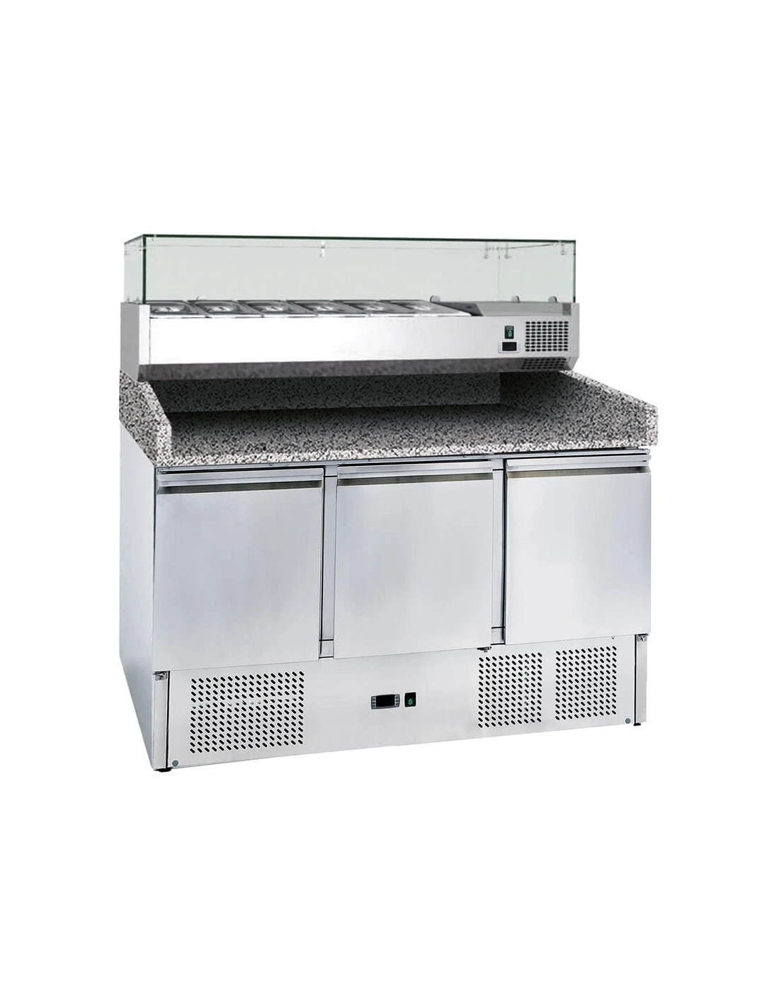 Banco Preparazione Pizza 3 Porte GN1/1 Portacondimenti 3 Banco Preparazione Pizza 3 Porte GN1/1 Portacondimenti