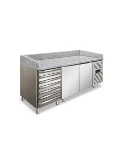 Banco Preparazione Pizza Refrigerato 2 Porte Con Cassettiera