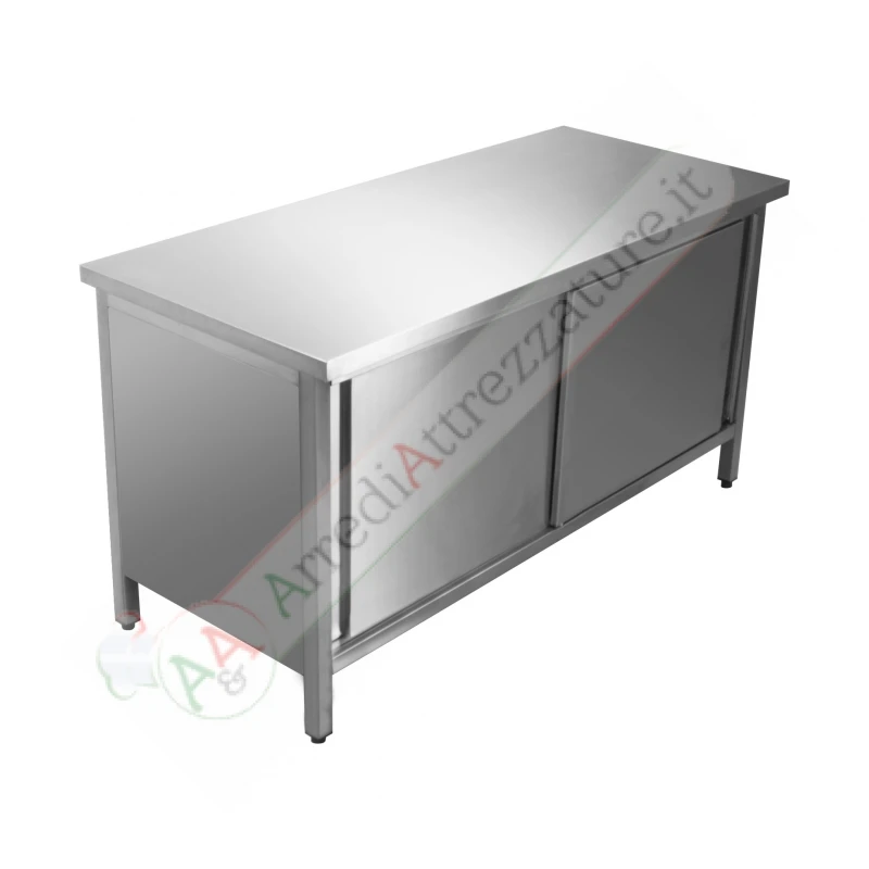 Tavolo Armadiato 2 Porte 170x60x90h Inox 3 Tavolo Armadiato 2 Porte 170x60x90h Inox