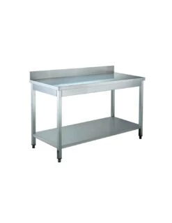Tavolo Da Lavoro Inox Con Ripiano E Alzatina 1600x700x950(h) Mm