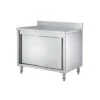Tavolo Inox Armadiato Alzatina E Ante Scorrevoli 1800x700x950(h) Mm