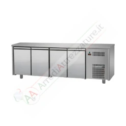 Tavolo Refrigerato 4 Porte Piano Acciaio Inox